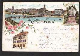 AK- Litho Basel , 3 Bild , 1902