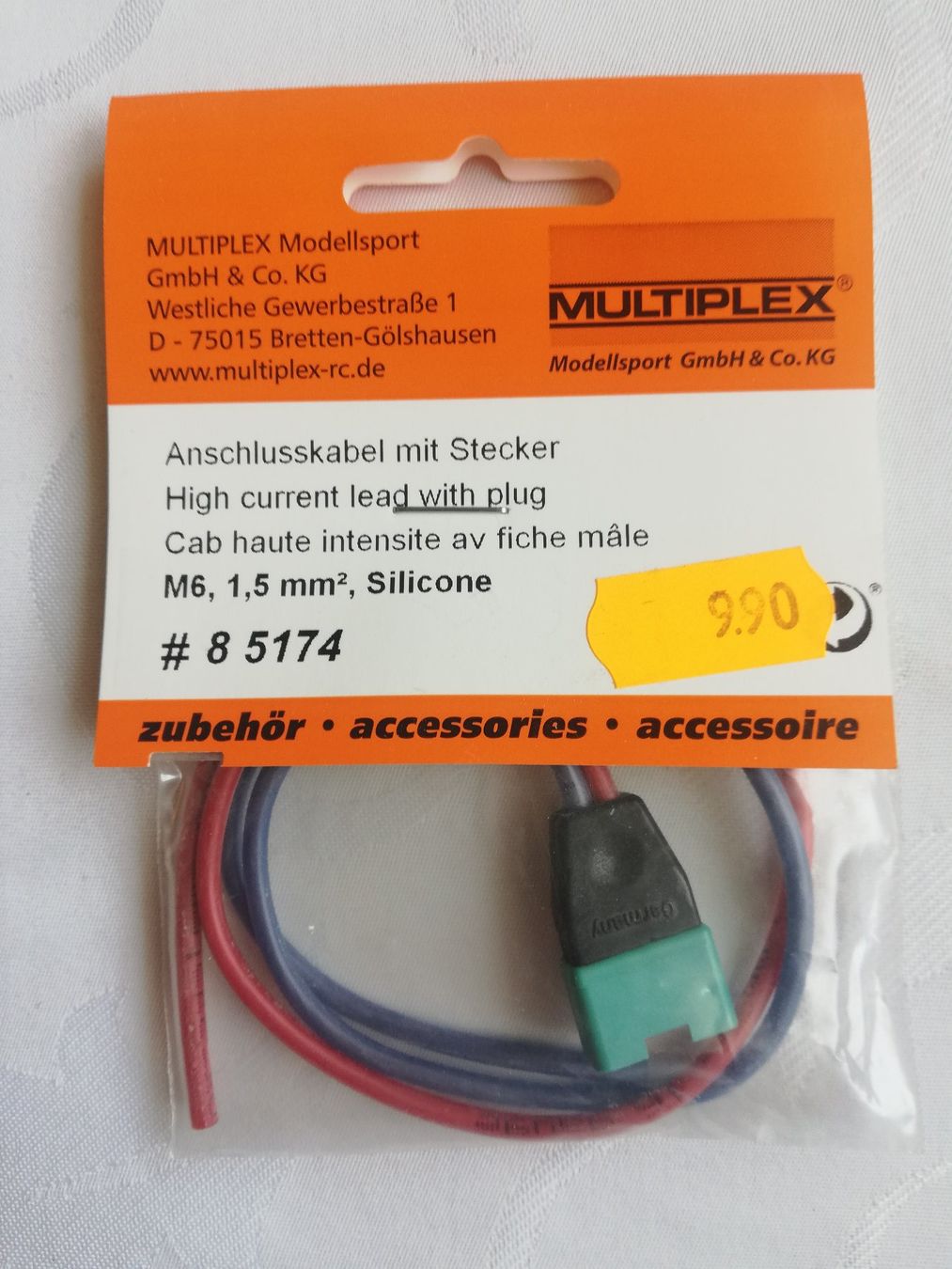 Multiplex Modellismo RC: Multiplex Anschlusskabel mit Stecker (M6) – Nuovo e nell'imballaggio originale da Flüh venduto da AMS-Modellbau