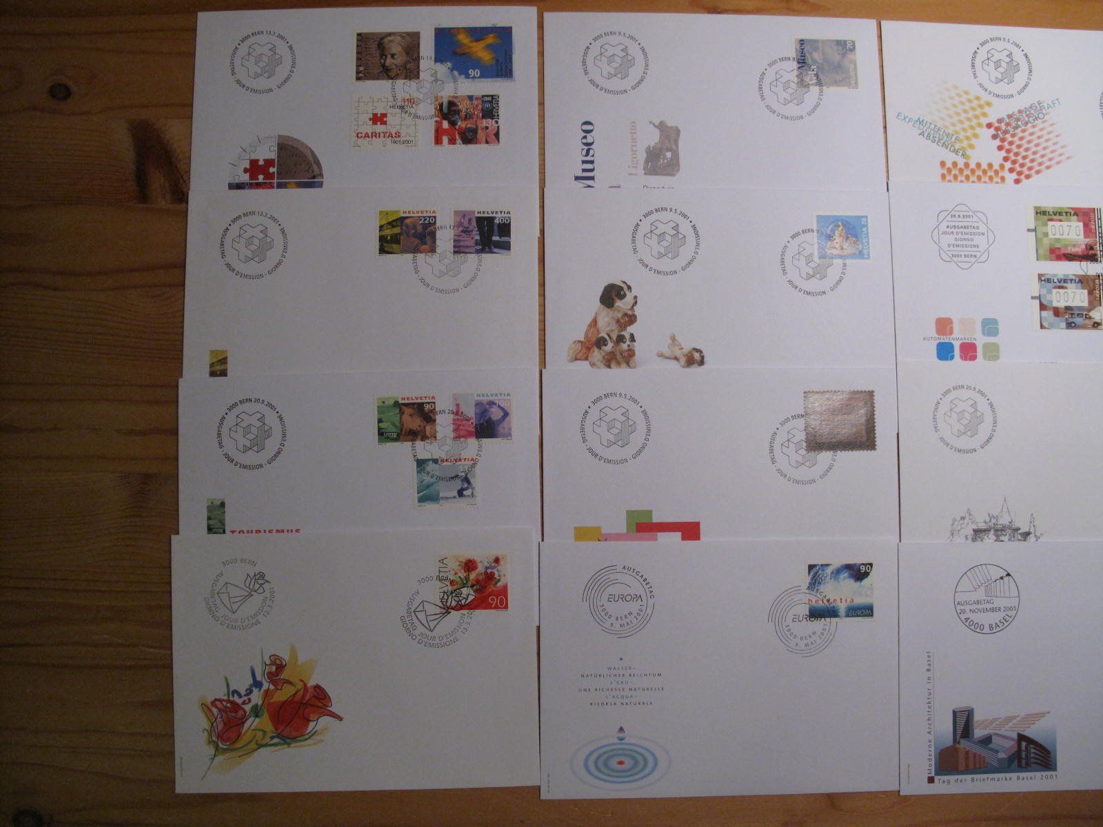 Tutti i francobolli: Schweiz FDC 2001 14 Stück – Usato da Wil SG venduto da fva01 1