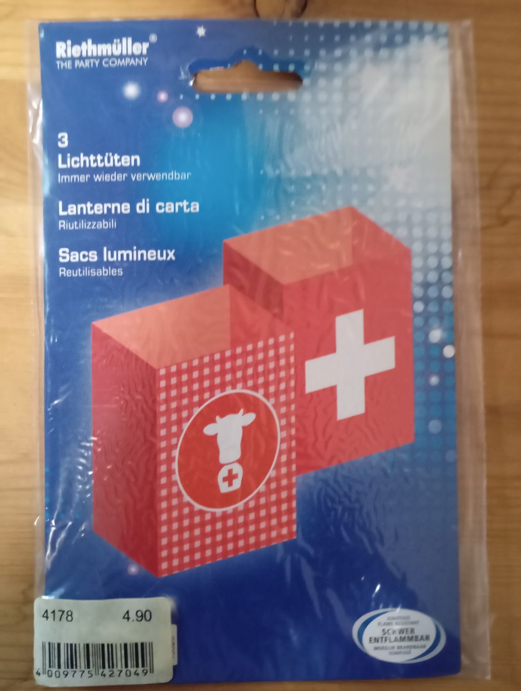 Tutte le decorazioni: 3 Lichttüten CH Rot ass. – Nuovo e nell'imballaggio originale da Winterthur venduto da pjuma01