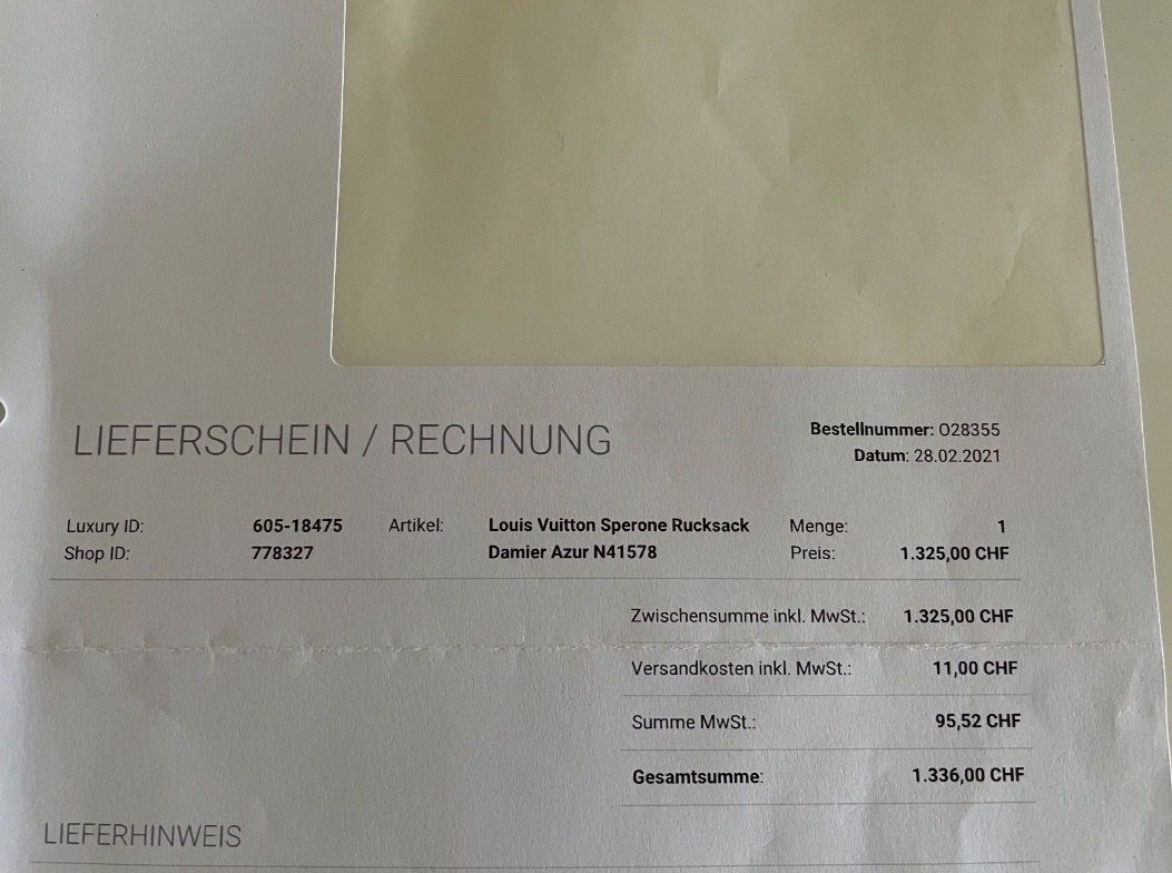 Zaini: Louis Vuitton Sperone Rucksack Damier Azur – Usato da Allschwil venduto da figurella5 9