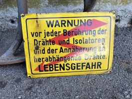 Warnschild Strom Lebensgefahr Metall Zug Emailleschild