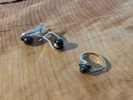 Silber Ring & Ohrringen mit Perlen | Ensemble Argent & Perle