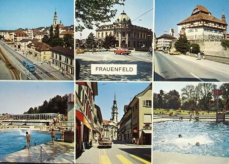 Cartoline postali: FRAUENFELD Auto Bus Schwimmbad – Usato da Jona venduto da philajona