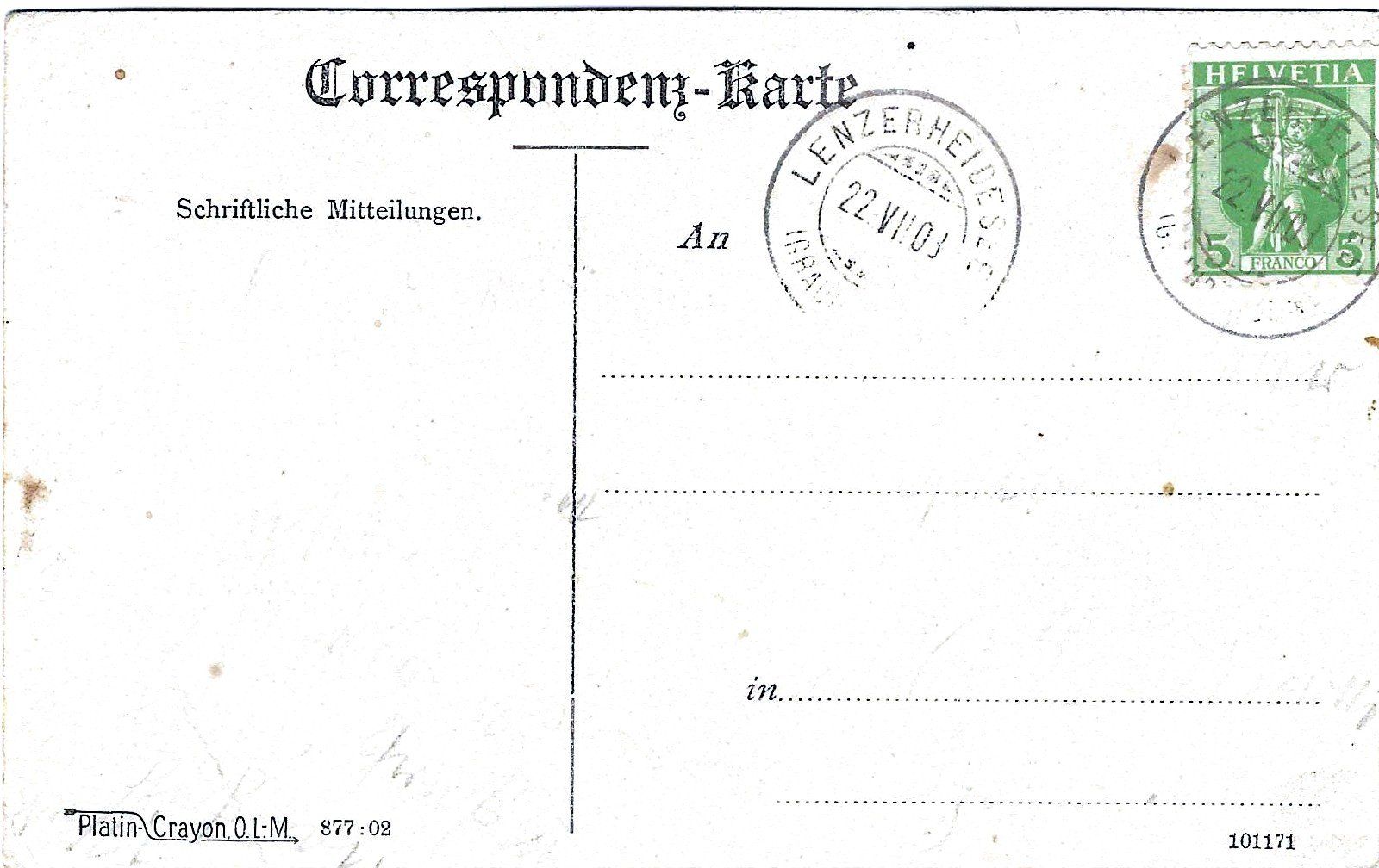 Cartoline postali: Lenzerheide Pension Lenzerhorn, alt – Usato da Buchs AG venduto da Baerfisch 1