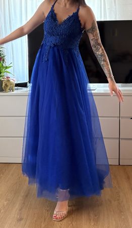 Abendkleid / Ballkleid – Kobaltblau, lang, Grösse S