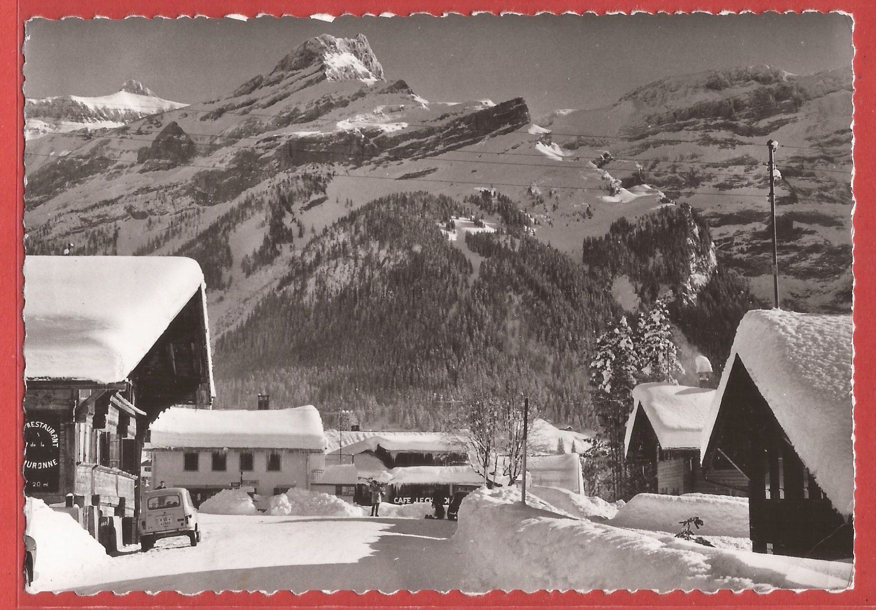 Cartoline postali: Les Diablerets im Winter - mit Oldtimer - 1963 – Usato da Fislisbach venduto da Porano