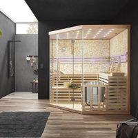 8621 Saunakabine Sauna LUZERN XXL BIG + Kunststein 8kW Ofen