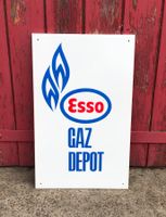 🔴🔵 vintage ESSO GAZ Depot Aluminiumschild  – 36,5 x 59 cm