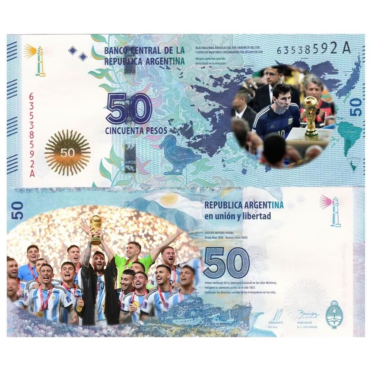 Billets de banque: Geldschein argentinien manschaft – Neuf avec emballage d'origine à Schöftland par magicX01