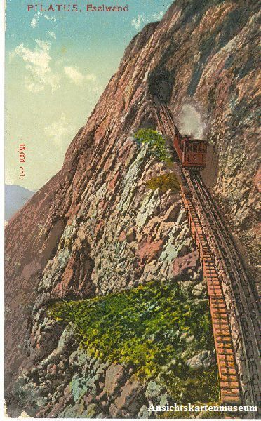 Cartoline postali: Pilatusbahn - Eselswand + 1908 – Usato da Emmenbrücke venduto da teestube