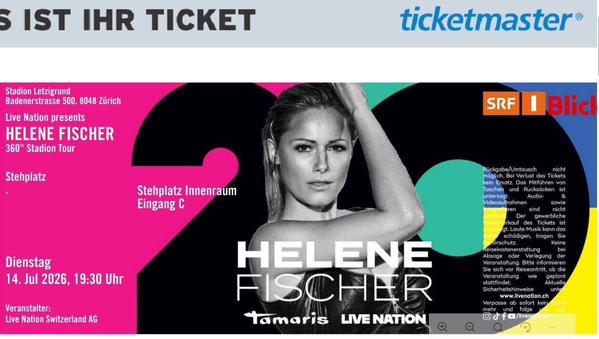 Biglietti: 2x Helene Fischer Stehplatz Tickets Letzigrund – Nuovo e nell'imballaggio originale da Zofingen venduto da casuel