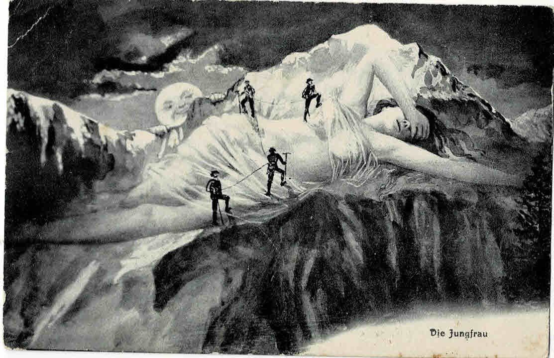 Cartoline postali: Berge mit Gesichtern  Jungfrau 1911 – Usato da Sulz AG venduto da Oberdanne8