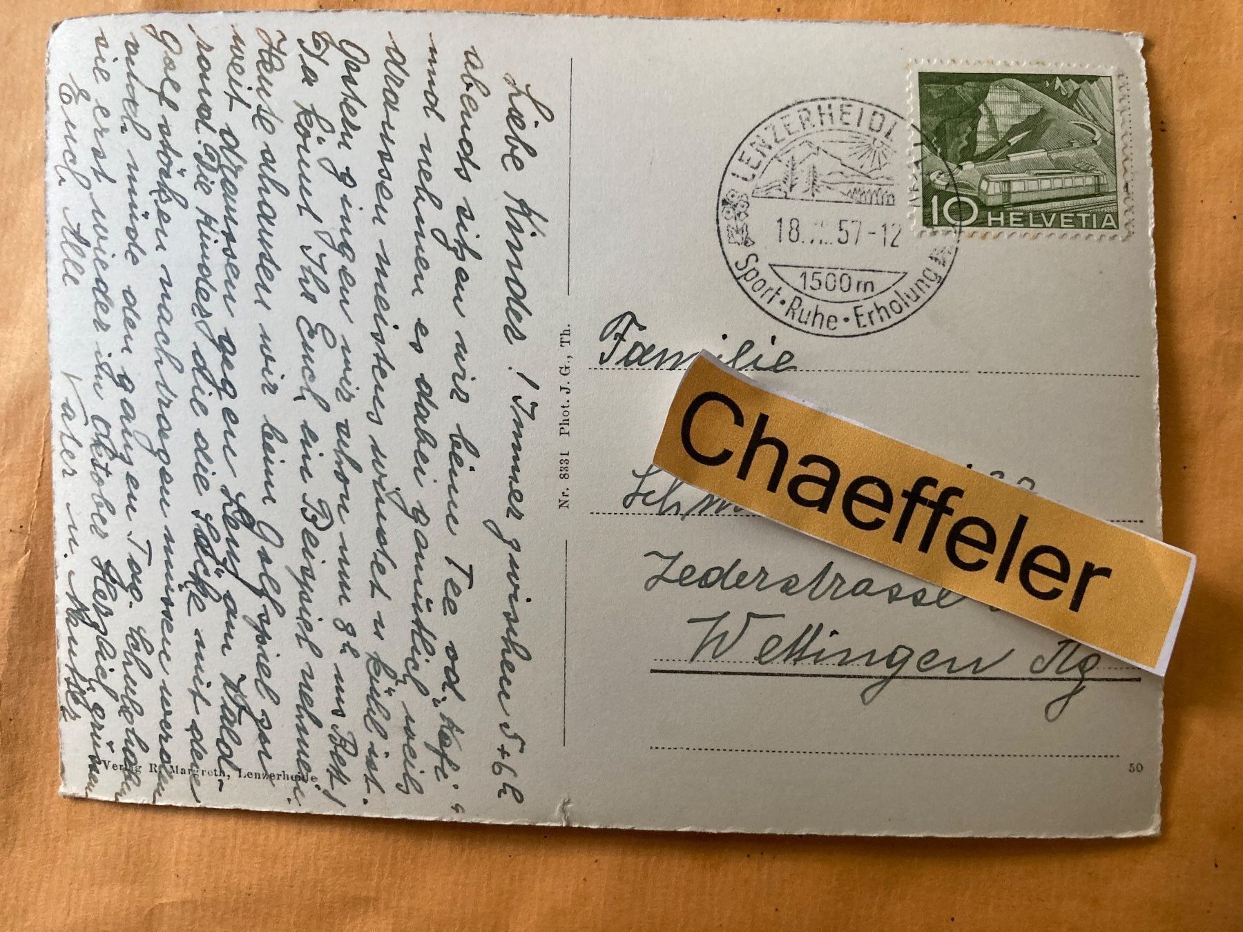 Cartoline postali: 1957 am Lenzerheide - See – Usato da Zürich venduto da Chaeffeler 1
