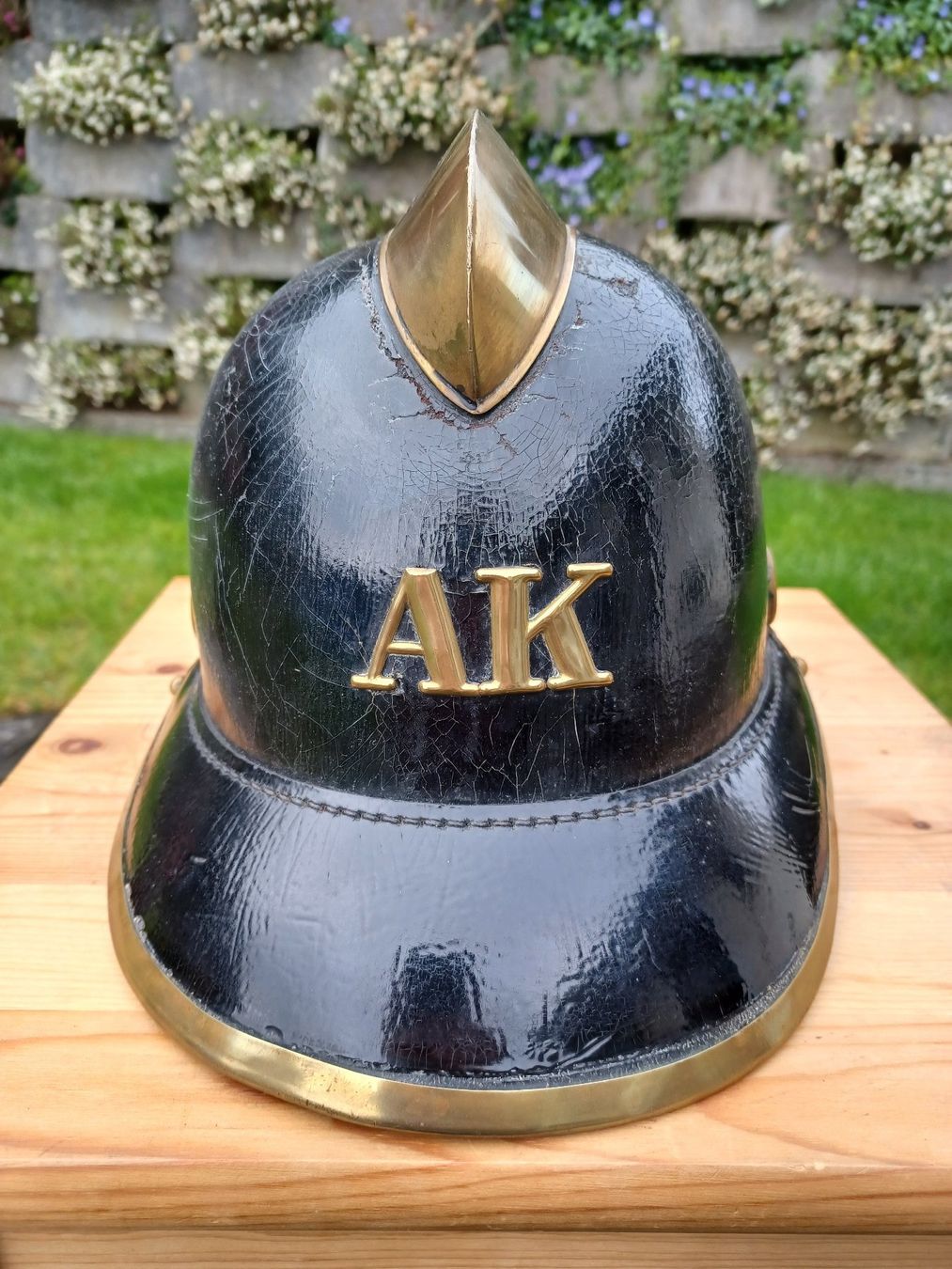 Uniformi: 1 alter Lederhelm, AK, Feuerwehr, antik – Usato da Horw venduto da Mikesch108