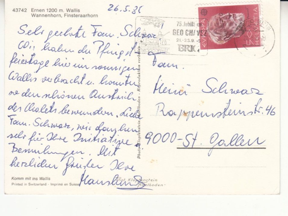 Cartoline postali: Ernen 1985 – Usato da Bürglen TG venduto da StampGraf 1