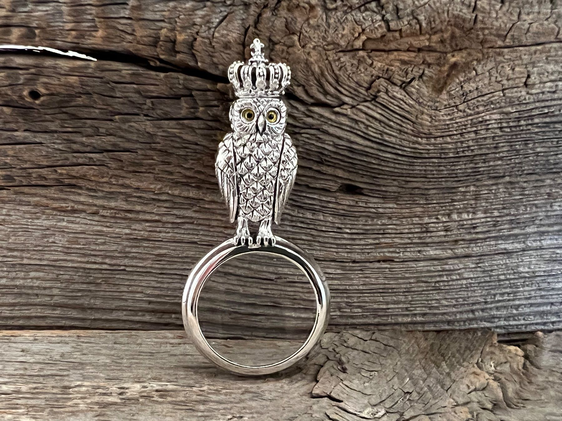 Ciondoli: Anhänger Lupe Eule Uhu mit Krone Sterling Silver 925 – Nuovo (secondo la descrizione) da Bern venduto da Jiffy 6