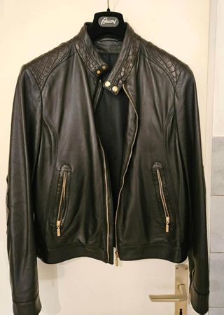 Brioni, Leder Blouson, Alligatordetails, Grösse 52