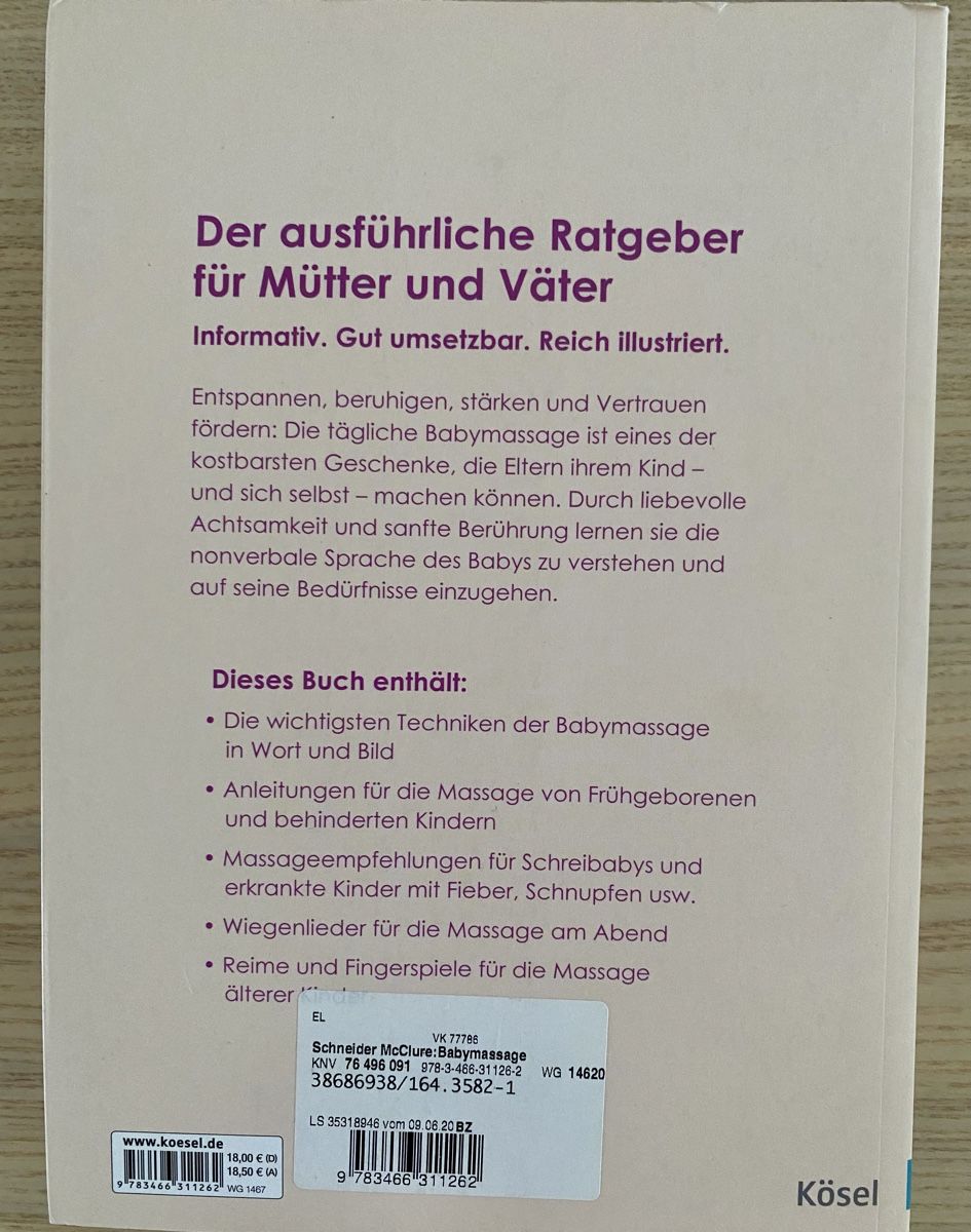 Bücher: Baby Massage - Vimala Schneider McClure – Gebraucht aus Thalwil von Sondejul 1