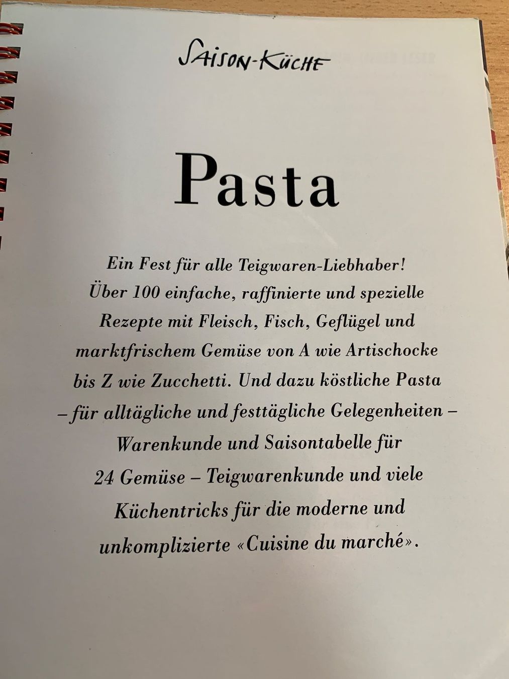 Libri: Pasta Kochbuch Saison-Küche saisonal pfiffig – Nuovo (secondo la descrizione) da Ibach venduto da lisch3 3