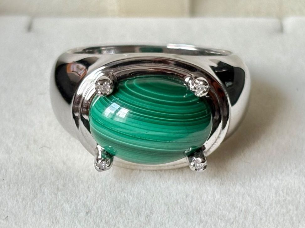 Anelli: Ring Malachit, 4 Brillanten, Silber 925, Gr. 60, NEU – Nuovo (secondo la descrizione) da Brugg AG venduto da lau_9rvy 1
