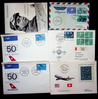 SUISSE  POSTE AÉRIENNE  5 LETTRES + 1 CARTE 1960-1971 /U290