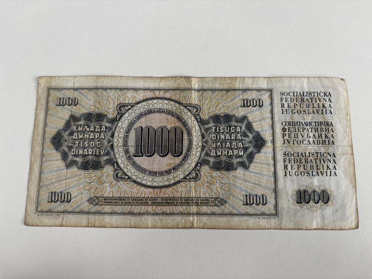 Banconote: 1000 Dinara Jugoslawien Banknote 1981 – Usato da Algetshausen venduto da Carrhard 1