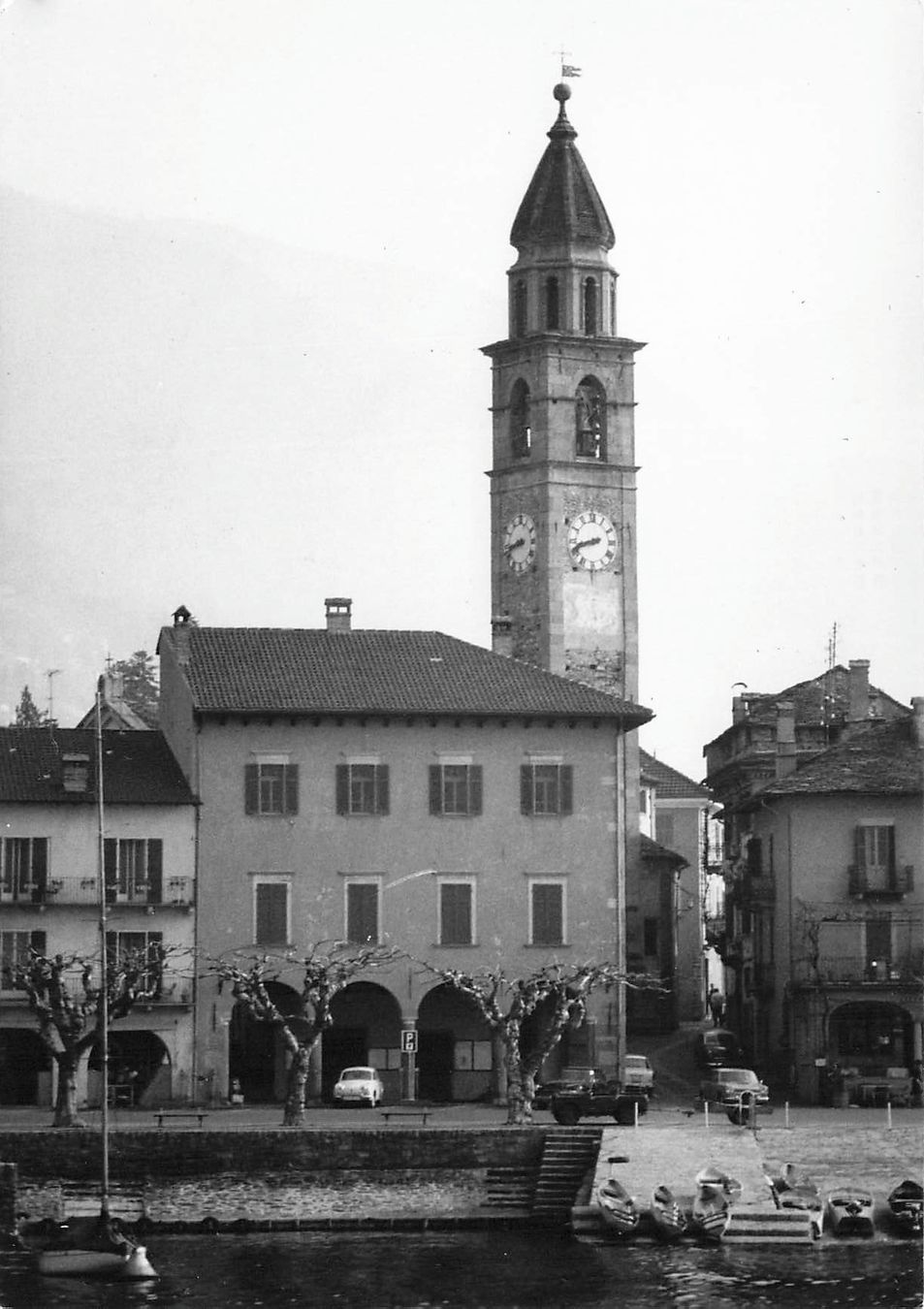 Cartoline postali: Ascona (TI) porto e campanile – Usato da Biasca venduto da Blenio71
