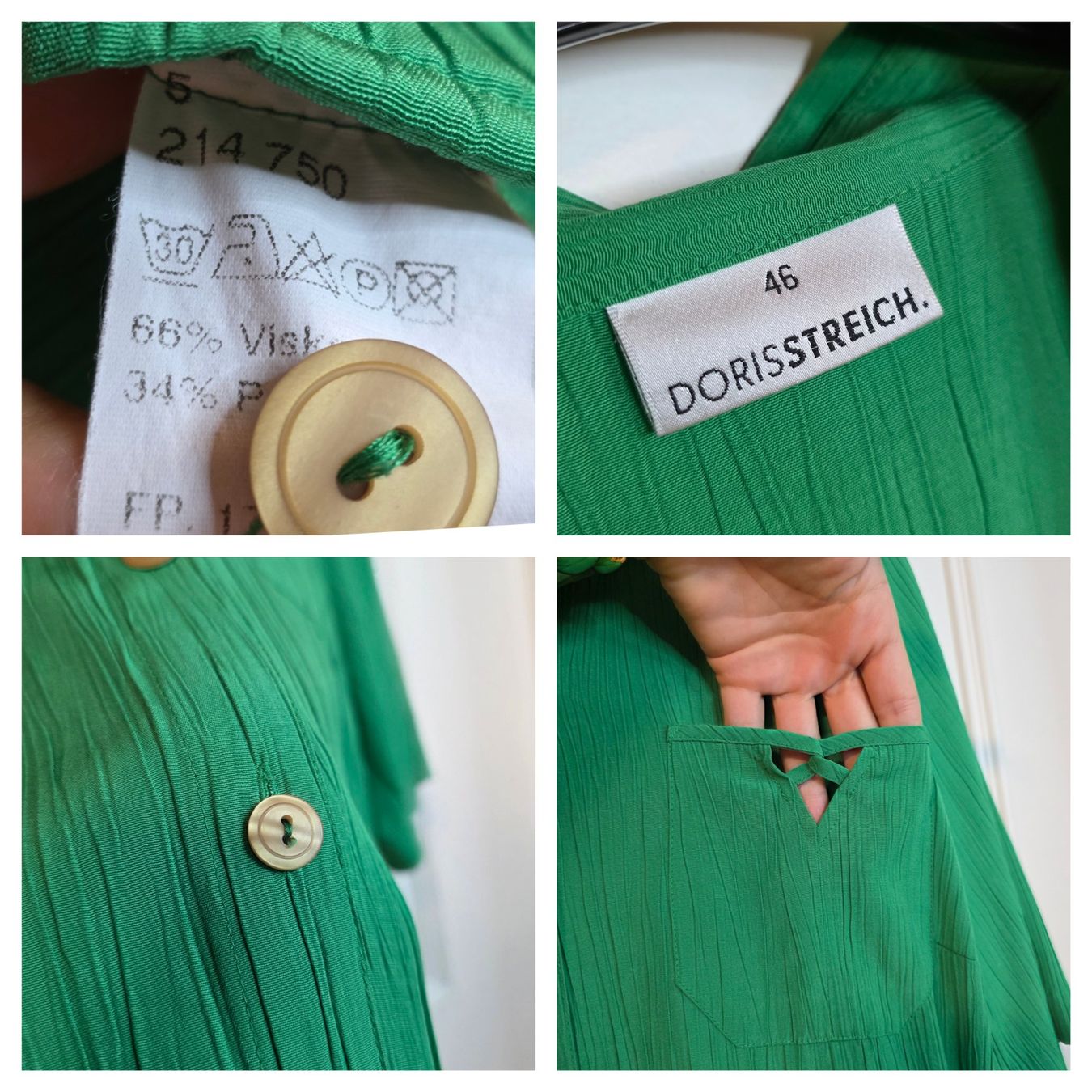 Camicette: Vintage Viskosebluse Grün Gr. 46 – Usato da Wald ZH venduto da CapLux 9