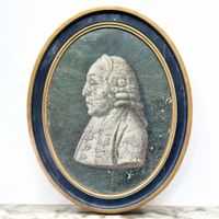 Ancien portrait à l'huile sur toile en médaillon Suisse 1657