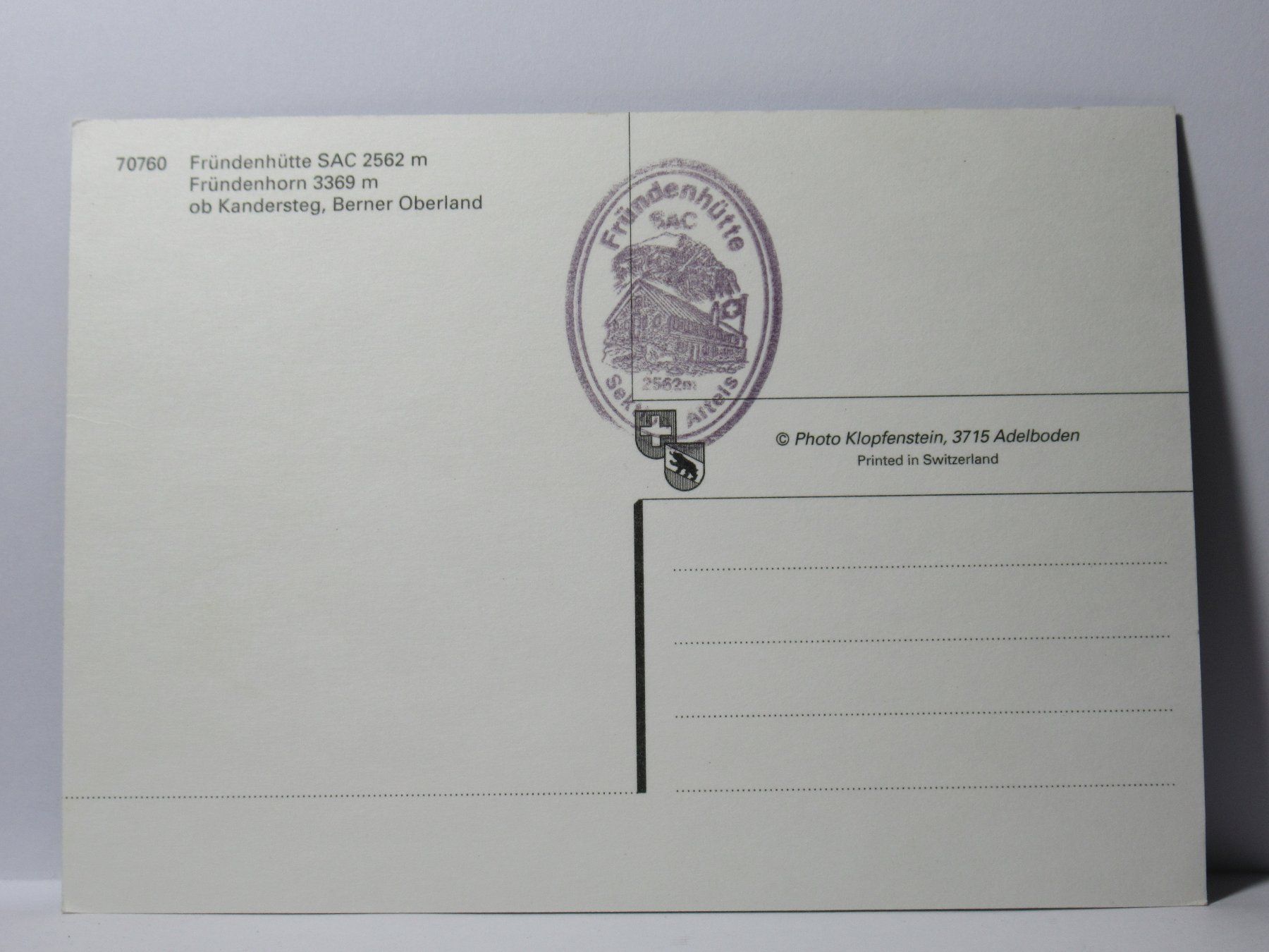 Cartes postales: Fründenhütte ob Kandersteg – Neuf (Voir description) à Grenchen par Bluemchen1900 1