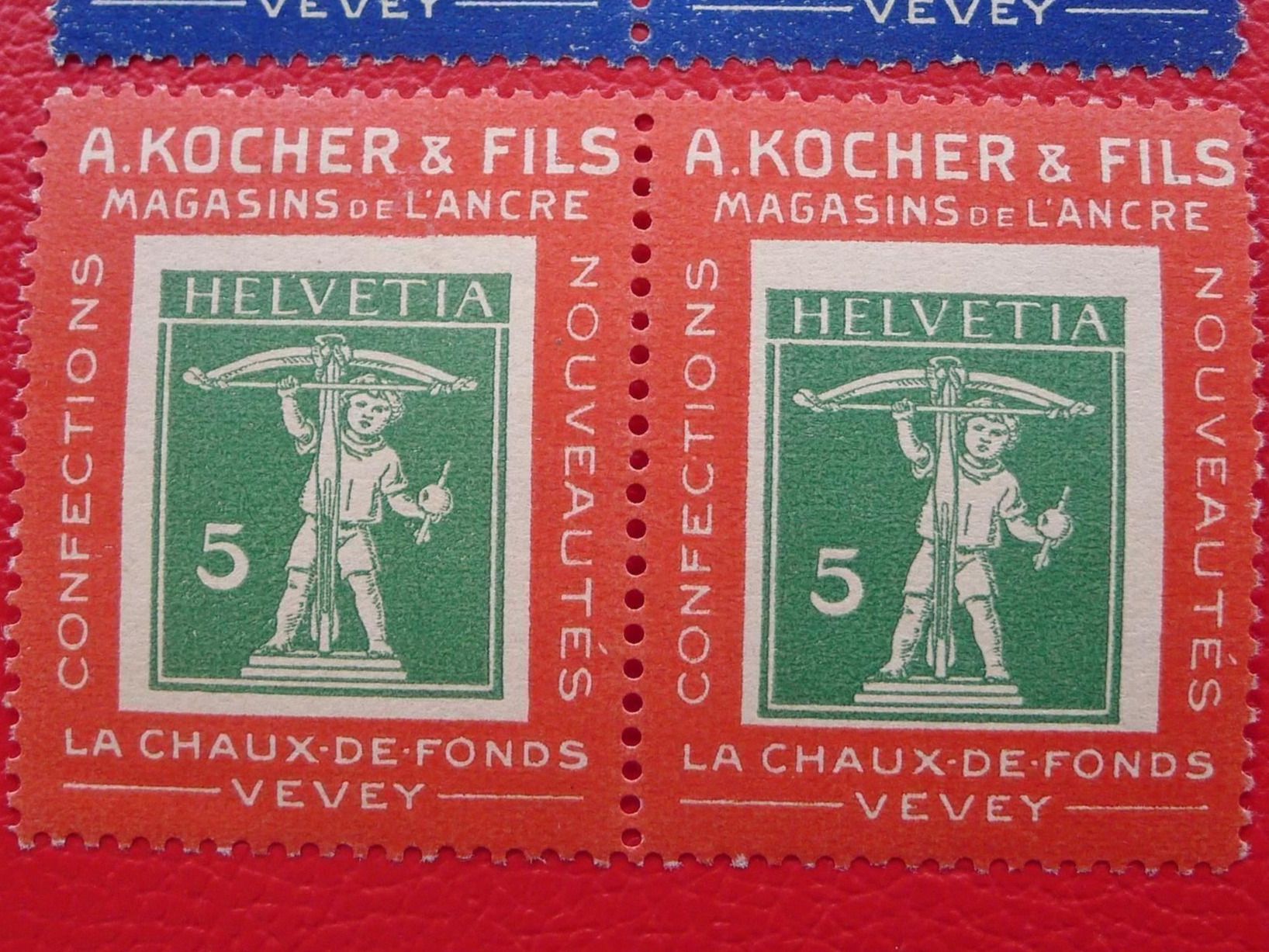 Tutti i francobolli: KOCHERMARKEN: 1909 - seltene PAARE: Nr. 2a+2b+2d – Usato da Sursee venduto da Luzernerraute 3