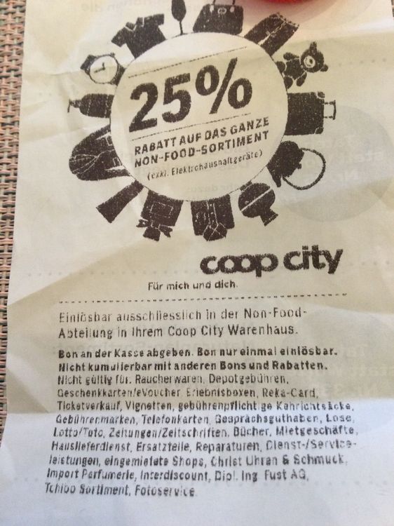 Rabatt Bon 25% ganzes Non Food Coop City Sortiment (Gebraucht) in ...