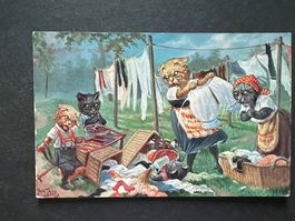 AK 1911 Witzkarte Katzen gelaufen (G3770)