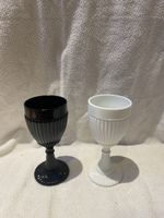2er Set Vintage Gläser, Schwarz & Weiss, Top!