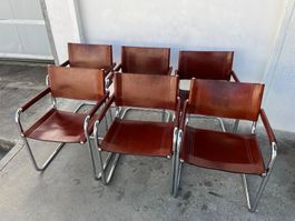 6 Arco Vintage Freischwinger Marcel Breuer Leder Chrom