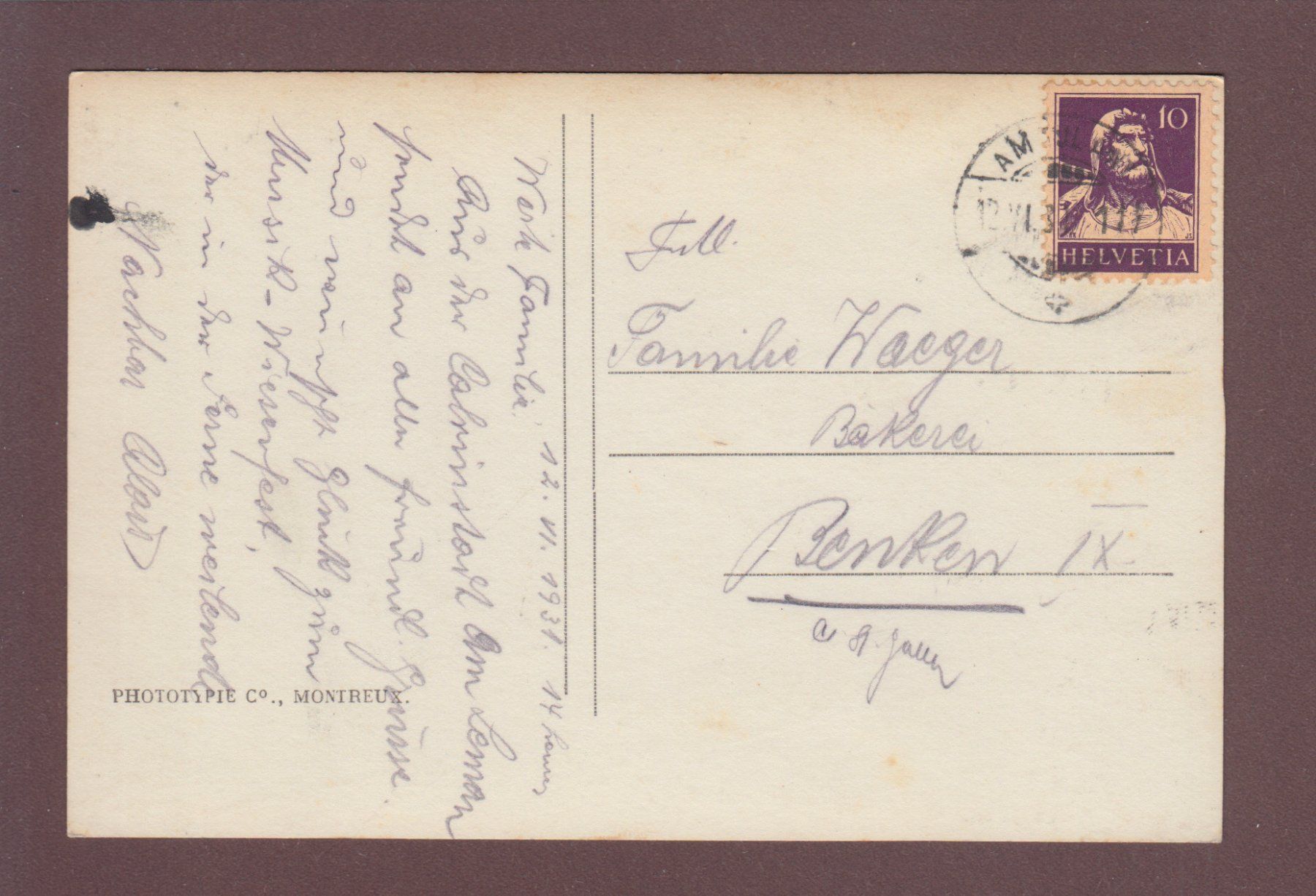 Ansichtskarten: GENEVE - Monument aux Français - 1931 – Gebraucht aus Pully von nicecards 1