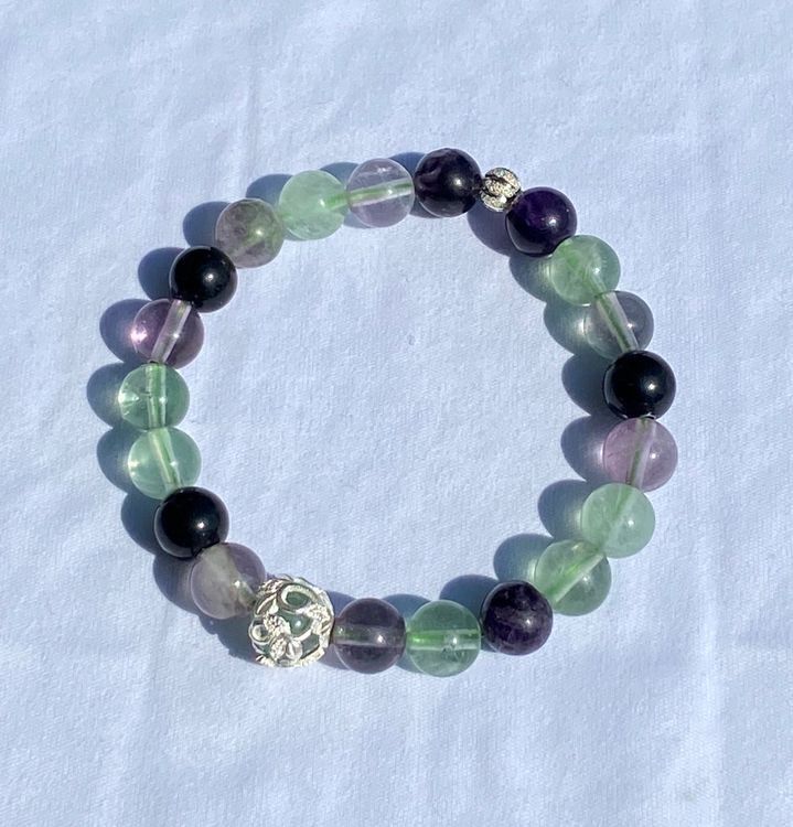 Bracciali & Braccialetti: Edelstein Armband Fluorit mit echt Silber auf Mass – Nuovo e nell'imballaggio originale da Zuzwil SG venduto da Lemliskat 7