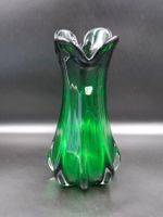 Grüne Murano Glas Vase Italien 1960er mit Originaletikett