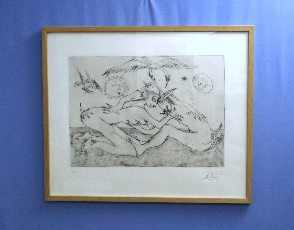 Gemälde: Albert Lindegger "Lindi" 1904-1991, Radierung, handsigniert – Gebraucht aus Zug von Kunst-Fundgrube 8
