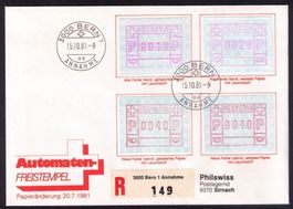 ATM 3+4+5+6__R-Brief mit Beschreibung !_15.10.81 BERN !