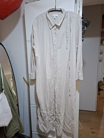 Beiges Leinen Viskose Kleid MAMA XL