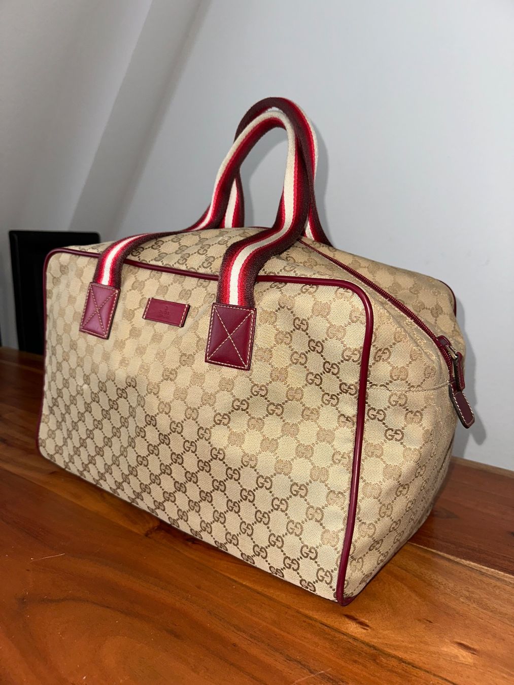 Gucci Borse: Gucci Reisetasche Weekender GG Monogram Web Medium – Usato da Zürich venduto da swizzmember 2