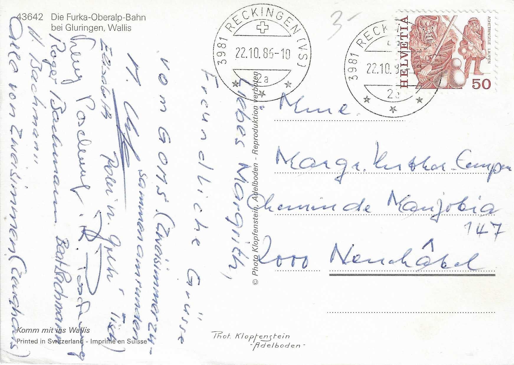 Cartoline postali: Die Furka-Oberalp-Bahn bei Gluringen – Usato da Rothrist venduto da Stranglehold 1
