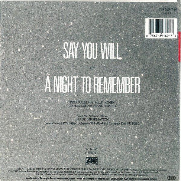 Schallplatten: Foreigner: Say You Will 7" – Gebraucht aus Steinhausen von Vilivinili 1