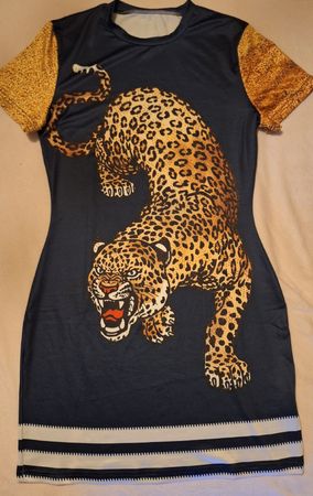 Damen T-Shirt Kleid Leopard Druck dunkelblau neuwertig