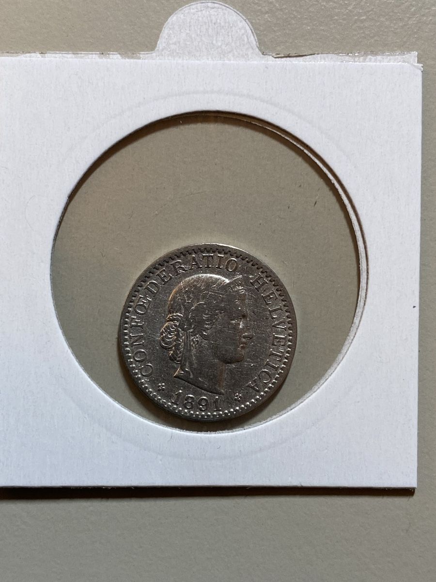Alle Münzen: Suisse - 20 centimes - 1891 – Gebraucht aus Payerne von Mike1682 1