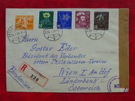 1949 (J129-J132) ZENSURBRIEF nach WIEN: DAVOS-PLATZ (GR)