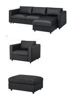 IKEA VIMLE 3er-Sofabett + Sessel (Leder)