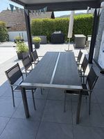 Edelstahl Tisch und 6 Stühle